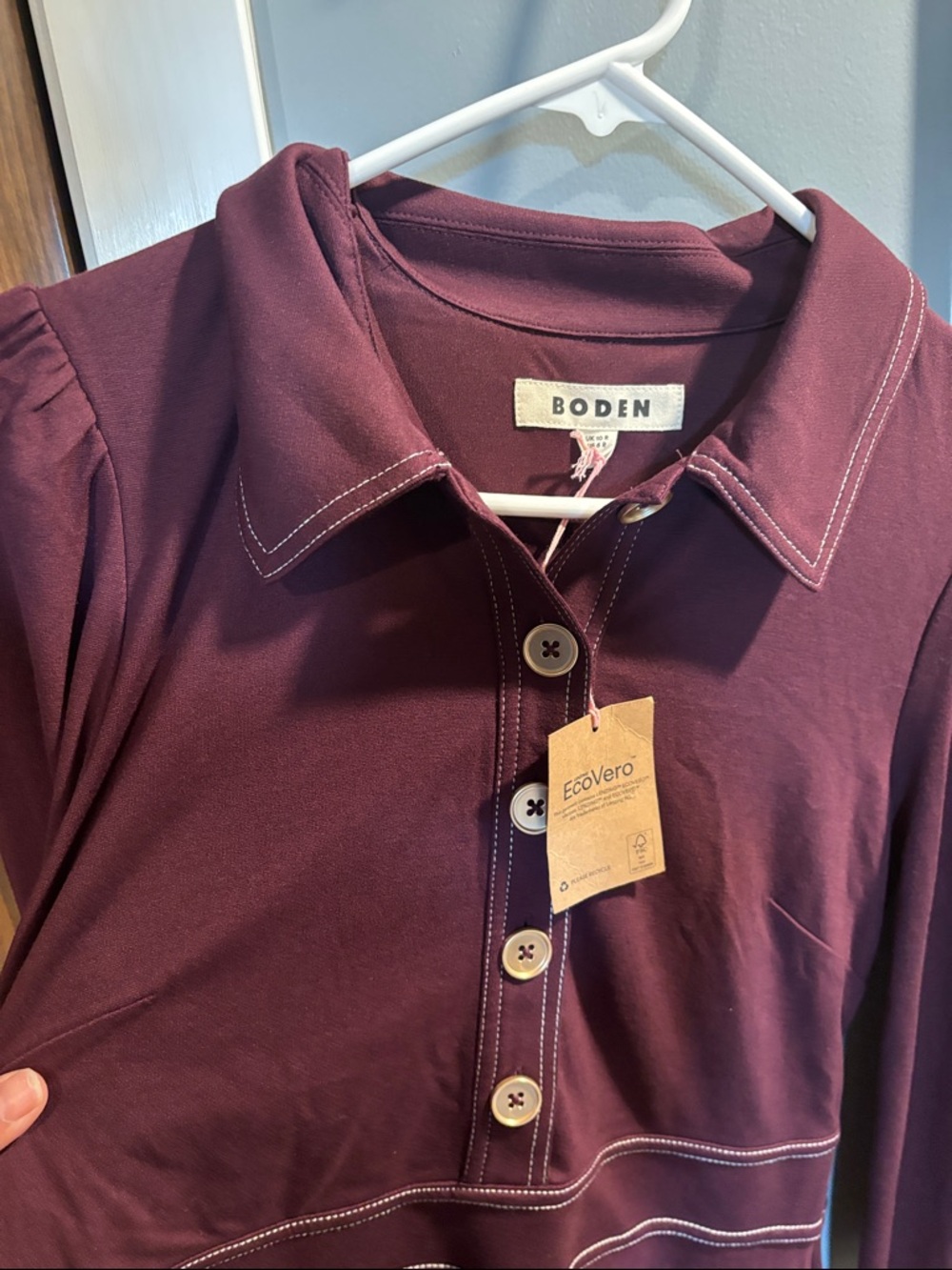 Boden Plum Long-Sleeve Polo Dress size 10 - Picture 6 of 6